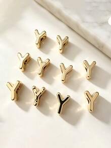10pcs Optional Gold/Silver Large Hole 26 Uppercase Alphabet Beads Electroplated DIY Phone Chain Keychain Bag Charm Jewelry Accessories - Multicolor - View 20