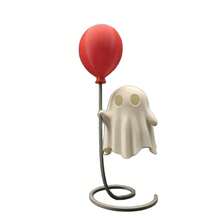 1pc Cute Green Glowing Ghost With Red Balloon Desktop Ornament, Fantasy Halloween Character Design, Wavy Edge, Oval Eyes And Spiral Base, Glowing Decorative Accessory, Suitable For Party, Fireplace Mantel, Desk, Bookshelf, Home And Halloween Night Decor - Multiple Styles - View 10