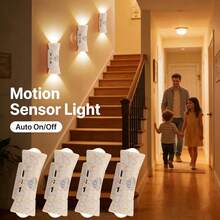 1/2pcs Dimmable Magnetic ,Christmas Lights,LED Night Light,USB Rechargeable Wall Lamp, Smart LED Sensor Wall Light, 3-Color Adjustable, Wireless LED Wall Light, Suitable For Stairs, Bedroom, Hallway, Kitchen, Cabinet,Christmas Decor/Gift - Curved Multicolor - View 6