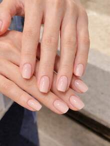 24pcs Light Pink Square Short Classic Minimalist French Style Full Coverage Press-On False Nails To Enhance Your Look Suitable For Party, Date And Back To School Daily Wear - Baby Pink - View 6
