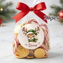 8/20/40pcs Customized Reindeer Name Stickers, Christmas Gift Box Use, Customized Round Christmas Gift Stickers Labels, Personalized Holiday Gift Labels, Personalized Cartoon Name Stickers, Christmas Gifts - Multicolor - View 13