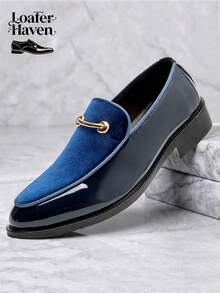 38-47 Plus Size Men's Business Office Formal Shoes, Slip-On Loafers With Anti-Slip Sole, British Style Groom Shoes, Suitable For Daily Commute, Wedding, Suit Party And Work - 9905 Blue - View 3
