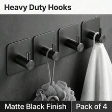 1/2/4pcs Square Adhesive Hooks, No Drilling Wall Mounted Towel Hooks, Hanger Rack, Shower Organizer, Essential For Home & Apartment, Bathroom & Kitchen Storage Bathroom Accessories - Black - View 2