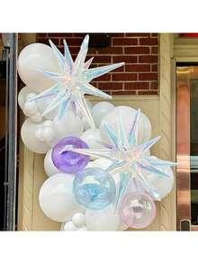 1pc 22-Inch Large Colorful Transparent Explosion Star Balloon, One-Piece Starburst Balloon, Pointed Star Foil Balloon, Suitable For Birthday Party, Wedding, Holiday Decoration - Multicolor - View 8