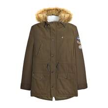 Lambretta Mens Sherpa Lined Parka - Khaki Green - View 1