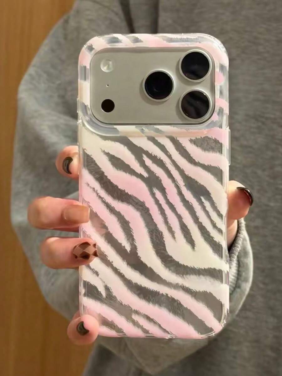 1 Gradient Mountain And River Patterned Double-Layer IMD Phone Case, Suitable For 18 Pro Max,18 Pro,17 Pro Max,16 Pro Max,15 Pro Max,14 Pro Max,11/12/13/14/15 Pro Max Plus, High Quality Korean Fashion Style, Fashionable And Interesting Male And Female Designs, Perfect Gifts For Girlfriends On Christmas, Valentine's Day, Easter, Wedding Season, And Birthdays - Baby Pink - View 1