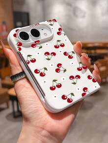 1 buah Casing Ponsel Lipat Modis, Lucu, Sederhana, dan Nyaman di Kulit, Terbuat dari Bahan PC dengan Motif Bunga Ceri, Dapat Melindungi dan Mencegah Jatuh Untuk: Samsung Galaxy Z Fold 8/ Duo - Putih - View 2