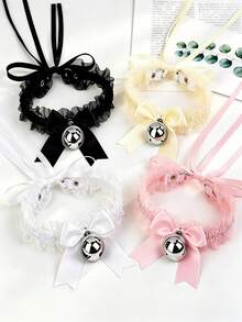 1 chiếc vòng cổ choker ren đính nơ và mặt chuông, vòng cổ trang trí cho nữ - Nhiều màu - Xem 7