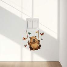 1pc Cute Capybara Light Switch Sticker, Colorful Butterfly Design Suitable For Children's Room, Bedroom, Living Room, Bathroom Home Decor - Multicolor - View 3