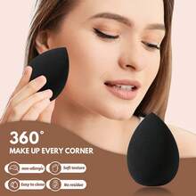 13 Pcs Total Black Makeup Accessory Set, Includes Beauty Sponges, Powder Puffs And Silicone Brush Cleaning Bowl. High Density Sponge Absorbs Less Foundation, Wet And Dry Dual Use For Natural Flawless Base Makeup - Black - View 10