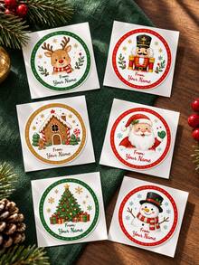 8/20/40pc Christmas Sticker Set Bundle, Personalised Gift Tag Labels, Cute Santa Reindeer Snowman Nutcracker Holiday Envelope Seal Decals,Holiday Present Wrapping Sheet Seals,Holiday Keepsake,Christmas Gift - Multicolor - View 4
