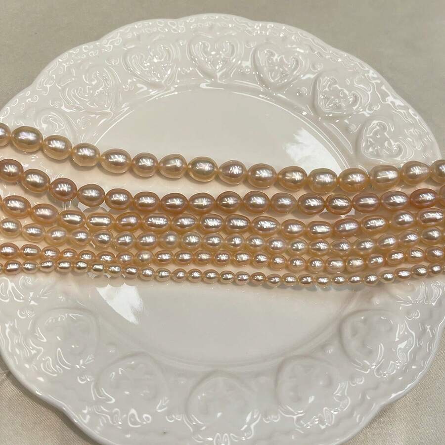 1 Strand 36cm Natural Freshwater Pearl Beads, Orange Rice-Shaped Loose Beads, For Jewelry Making DIY Pendant Bracelet Necklace Accessories - Natural Pearl - View 1