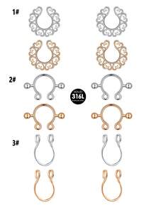 TOKRING Fake Nipplerings Piercings Adjustable Clip On Nipple Rings,Stainless Steel Non-Piercing Nipple Jewelry For Women - Adjustable - View 3