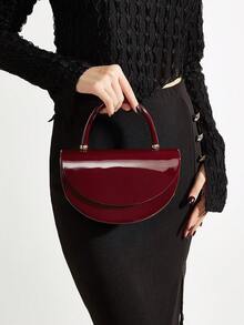 REMANLAND Elegant Women's Handbag With Chain Design, Mirror PU Leather, Perfect For Party Or Evening Occasions. An Ideal Birthday Gift For Girlfriend And A Great Choice For Parties Or Weddings. - Burgundy - View 8