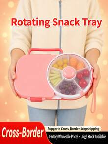 5-Compartment Rotatable Snack Tray With Lid, Sealed Portable Fruit And Dried Fruit Storage Box, Creative Lunch Box For Home And Kids (Large) - View 3