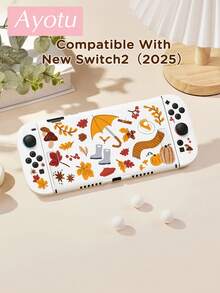Ayotu Cartoon Scarf & Fallen Leaves & Cake Pattern Protective Case, Compatible With Switch, Compatible With New Switch 2 (2025)/Switch NS/Switch OLED, Can Be Installed On Dock Without Removing Protective Case, Universal Game Controller Protective Cover, Switch Game Accessories, Anti-Drop, Anti-Slip, Anti-Scratch, Fashionable And Beautiful, Suitable For Autumn/Christmas/Back To School/Winter/Easter/Birthday Gifts And Other Occasions. - View 6