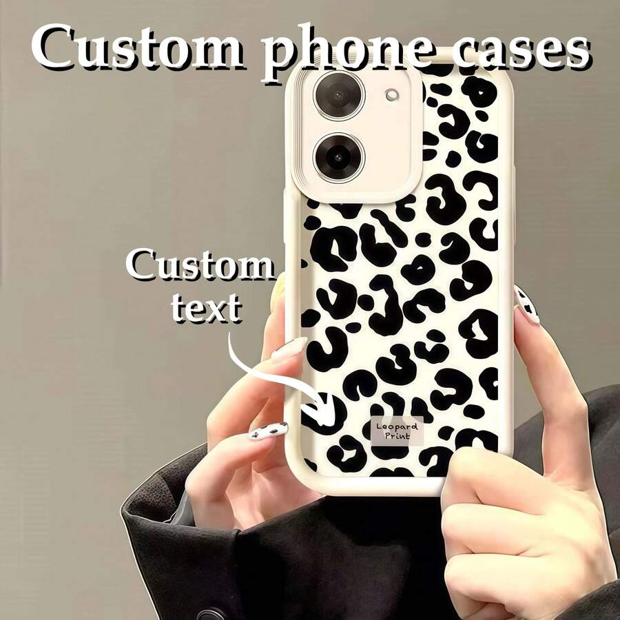 Delicate Gold Scattered Mini Dots Customizable Custom Handwritten Name Phone Case, Personalized Elegant Script Text Women Daily Fashion Gift Anti Drop Matte Phone Shell Compatible With Iphone Series Galaxy - White - View 1
