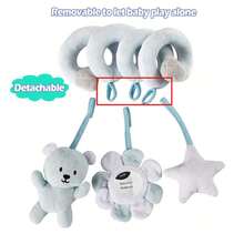 BBSKY 1pc Cute Animal Plush Detachable Hanging Toy For Baby Car Seat, Suitable For Stroller Spiral Car Wrap Rattle Mirror BB Squeaker, Newborn Gift, Random Color - Baby Blue - View 4