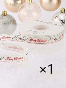 1pc "Merry Christmas" Themed Decorative Ribbon-Featuring Patterns Of Christmas Trees, Red Berries, And Stars; Suitable For Gift Wrapping, Decorating Cakes And Bouquets, Wreath Making, New Year's Parties, Christmas Dinners, And More. - One Size Fits All - View 12