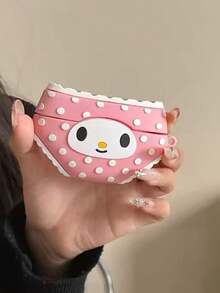 SANRIO 1pc Multi-Functional 3D Pink Polka Dot Cartoon Silicone Bluetooth Earphone Case, Soft Full-Cover Silicone, Shockproof Dustproof Scratch-Resistant, Side Hole For Lanyard, Easy Carry For Earphone Storage, Creative Holiday Birthday Gift, Unisex, Top Choice For Digital Decor & Gifting, Compatible For Pro, Pro2, Pro 3, 3rd Gen, 4th Gen, 5th Gen - Multicolor - View 1