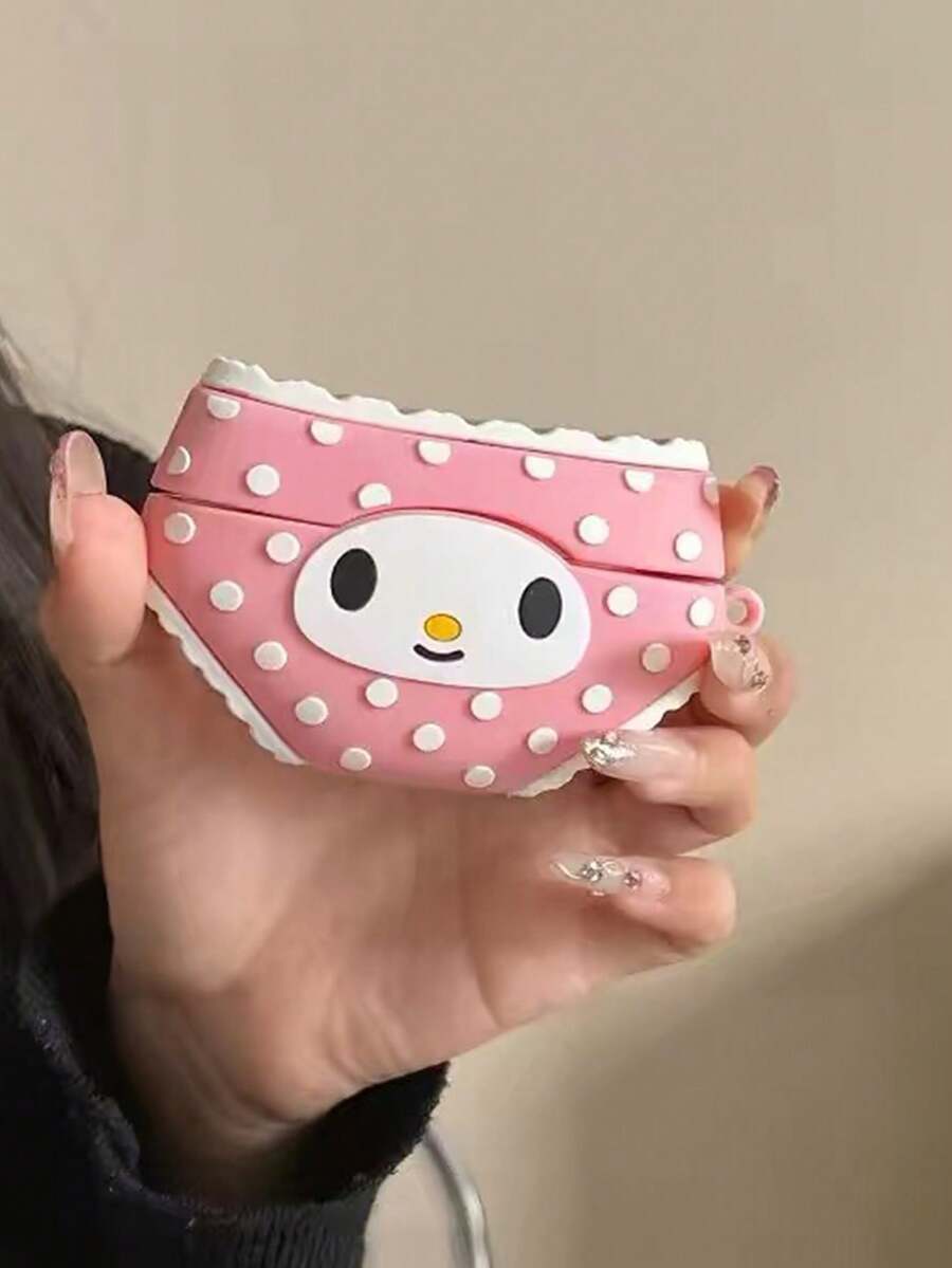 SANRIO 1pc Multi-Functional 3D Pink Polka Dot Cartoon Silicone Bluetooth Earphone Case, Soft Full-Cover Silicone, Shockproof Dustproof Scratch-Resistant, Side Hole For Lanyard, Easy Carry For Earphone Storage, Creative Holiday Birthday Gift, Unisex, Top Choice For Digital Decor & Gifting, Compatible For Pro, Pro2, Pro 3, 3rd Gen, 4th Gen, 5th Gen - Multicolor - View 1