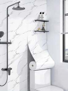 White Marble Pattern Sticker With Transparent Gray Veins, Self-Adhesive Wallpaper. Waterproof, Wear-Resistant And Strong Adhesion, Suitable For Living Room, Entryway, Kitchen And Bathroom Decoration - Multicolor - View 1
