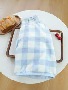 1PC Pet Home Wear 2026 New Arrival Small Dog Puppy Cat Cute Pattern Design Warm Fleece Blue & White Plaid Bath Towel - Multicolor - View 2