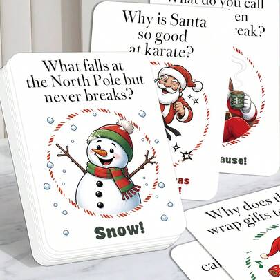 24pcs Christmas Joke Cards, Funny Holiday Joke And Riddle Cards With Santa, Elf, Reindeer & Snowman Designs, Christmas Party Game Cards, Festive Joke Q&A Cards, Xmas Gifts For Friends Family