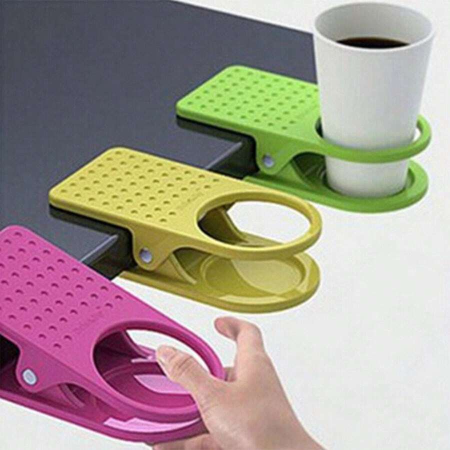 6pcs Creative Desk Side Cup Holder Clip, Large Plastic Desk Side Cup Holder, Desk Clip Beverage Cup Holder, Large Desk Side Cup Holder Clip, Plastic Clip Beverage Cup Holder, Creative Desk Water Cup Storage Rack - Cup Holder Clip - View 1
