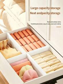 5pcs Set (1 Divider + 4 Non-Damaging Adhesive Pads) Adjustable Drawer Divider Set, Includes Plastic Divider, Suitable For Kitchen Utensils/Socks/Underwear/Desktop Drawer Storage, Adjustable Drawer Divider, Heavy Duty Plastic Expandable Folding Storage Box - Multicolor - View 6