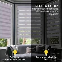 Persiana Enrollable Roller Duo 140x200 cm, Cortina Zebra Doble Capa Ajustable para Control de Luz y Privacidad, Diseño Moderno para Sala, Recámara y Oficina - Beis - Ver 9