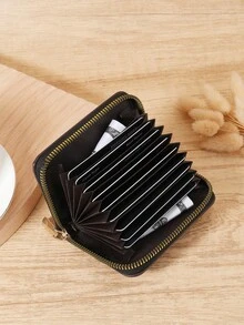 Fashionable Women's Simple Printed Short Wallet Handbag Zipper, Coin Wallet Fashionable Zipper Credit Card Storage Bag, Women's Wallet Card Bag - Coffee - View 3