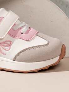 1 Pair Boys & Girls Style Sneakers, Bowknot Hook & Loop Easy On/Off, Wide Toe, Soft Sole, Non-Slip, Comfortable, Versatile, Suitable For Spring/Autumn Outdoor, Indoor, School And Party Wear - Pink - View 6