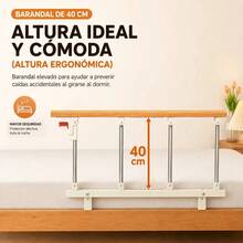 Barandilla de  Plegable para Cama de Adultos 93 x 40 cm, Doble Refuerzo con Tubos Reforzados, Protección Anticaídas y Apoyo para Levantarse, Instalación sin Taladros - Amarillo | Lisa - Ver 4