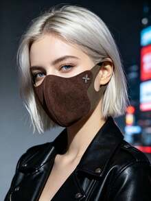 1 st varm ansiktsmask i ull med strass och fyrklöverdekor, vind- och koldsäker, mjuk elastisk mask med öglor för öronen, för utomhusbruk och dagligt bruk under höst/vinter - Multifärgad - Visa 5