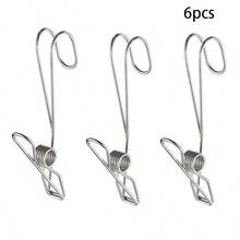 Windproof Stainless Steel Clothespins With Hooks, For Hanging Clothes And Socks At Home, And For Hanging Holiday Decorations And Photos; Metal Spring Clips - Multicolor - View 6