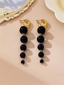 1 Pair Fashionable New Pearl Long Tassel Earrings, Minimalist Elegant Fashion Stud Earrings - Yellow Gold - View 6