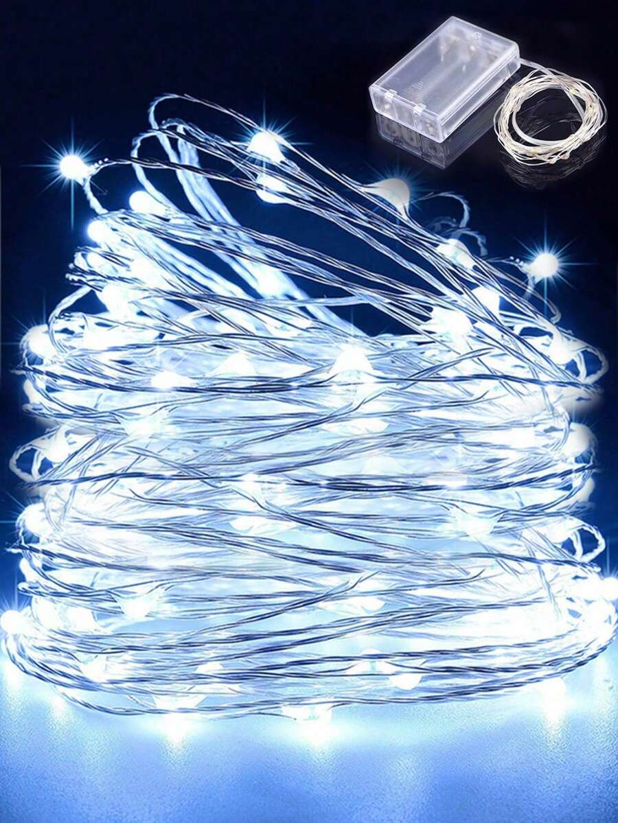 1件 1/2/3/5/10M 10/20/30/50/100 LED電池供電銅線燈,可彎曲銅線燈,DIY造型銅線燈,居家裝飾串燈,派對裝飾串燈,節日裝飾串燈 - 白色 - 查看 1