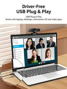Lenovo 1080P HD Computer Webcam With Microphone, Plug And Play, Driver-Free, For Live Streaming, Video Conferencing, Online Classes, And Video Calls WL22A - View 6