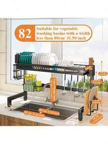 1 buah Organizer Wastafel Dapur Dua Lapis, Rak Piring Dapur, Rak Penyimpanan Dapur, Organizer Peralatan Dapur Elegan, Aksesoris Dapur - Hitam - View 4