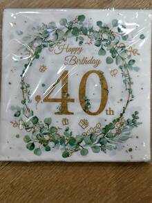 20入/40入鼠尾草綠一次性雞尾酒餐巾紙 成人生日紙餐巾紙 適用30歲、40歲、50歲、60歲生日裝飾 生日慶祝派對桌面裝飾用品 - 綠色 - 查看 6