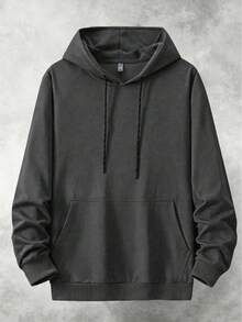 Men's Sports Sweatshirt, Solid Color Knitted Sweatshirt, Soft And Comfortable, Suitable For Spring And Autumn Wear, Applicable For Outdoor Sports And Casual Occasions - Dark Grey - View 8