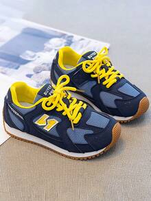 1 Pair Unisex Kids' Sports Shoes, Double Mesh, 2026 Spring/Autumn New Style, Lightweight Mesh Sneakers For Boys And Girls, Suitable For All Seasons - Blue - View 3