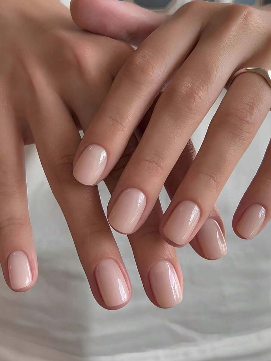24pcs Light Pink Square Short Classic Minimalist French Style Full Coverage Press-On False Nail Tips To Elevate Your Look Suitable For Parties, Dates And Back To School Daily Wear - Baby Pink - View 1