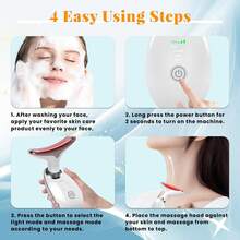 LUYAO 3 Colors Face Neck Massager Facial LED Beauty Instrument, Neck Device Beauty Gift, Neck And Face Skin Massager,600mAh - White - View 4