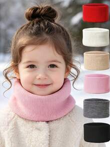 1/2pcs Baby Braided Knit Neck Warmer, Solid Color Cute Comfortable Warm Infinity Scarf, Suitable For Toddler Boys/Girls, Autumn/Winter - Multicolor - View 1