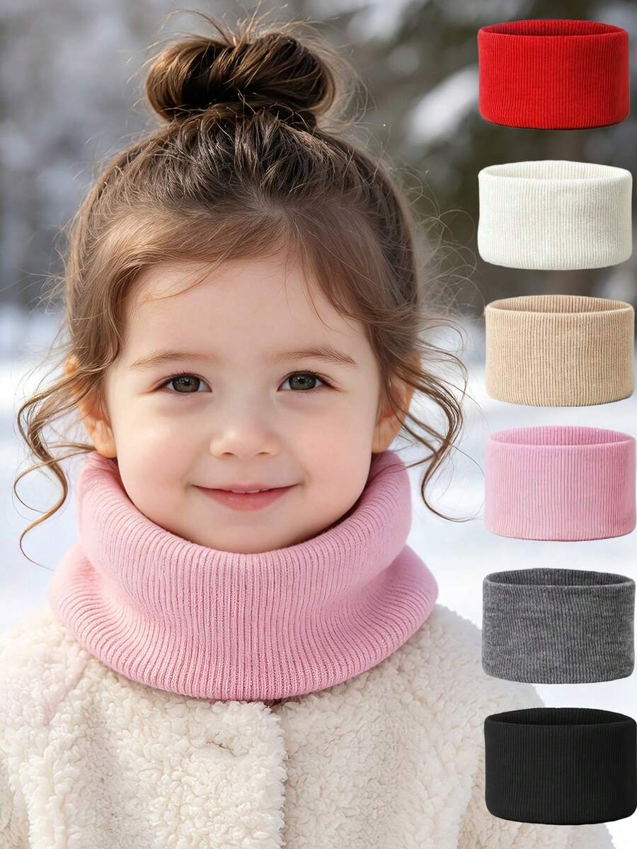 1/2pcs Baby Braided Knit Neck Warmer, Solid Color Cute Comfortable Warm Infinity Scarf, Suitable For Toddler Boys/Girls, Autumn/Winter - Multicolor - View 1