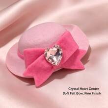 Pink Christmas Birthday Heart Bow Mini Hat Hair Clip, Atmospheric Photo Prop Hair Accessory Headpiece - Multicolor - View 4