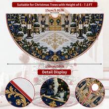 1件深藍星空城堡胡桃鉗圖案聖誕樹裙，優雅配色節日裝飾，5種尺寸，適合男女作為節日禮物，居家與派對聖誕裝飾首選 - 深藍星空城堡胡桃夾子 - 查看 10