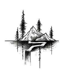Herbal Juice Semi-Permanent Magic Tattoo Sticker, Minimalist Landscape Forest Scenery Pattern, Long-Lasting 14 Days, No Fading, Non-Reflective, Temporary Tattoo Sticker For Arm, Leg, Body, 1pc/Pack - Blue - View 5